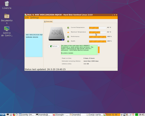 Linux: Monitorando a sade de HD e SSD com HDSentinel