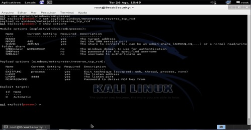 Linux: Metaspoit - Brute force + invaso com meterpreter encriptado com RC4