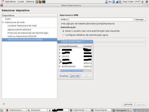 Linux: Impressora compartilhada no Windows no Debian 6 Squeeze