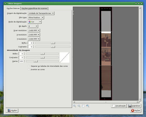 Linux: Digitalizando negativos com o scanner Epson V330 no Debian 64.