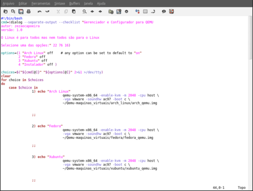 Linux: Script gerenciador e configurador para QEMU