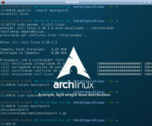 Linux: Arch Linux: /etc/rc.sysinit mountpoint not found