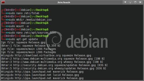 Linux: Montando o CD de instalao do Debian no fstab