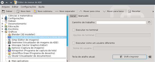 Linux: KDE: Ativar seleo de rea para screenshot
