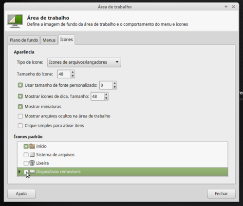 Linux: Removendo icone de dispositivos removveis do desktop do Linux Mint