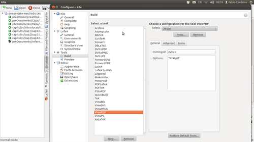 Linux: 
Configurar o Evidence como visualizador de PDF Default do Kile no Ubuntu