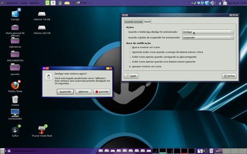 Linux: Sabayon Linux com MATE ou KDE. Boto de Desligar sumiu. Resolvendo o problema
