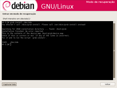 Linux: instalação ou 
Recuperação do GRUB