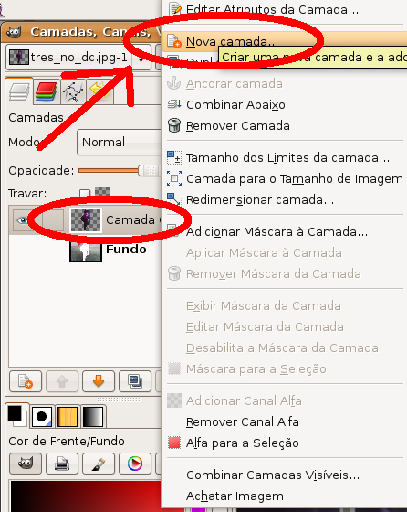 Linux: Gimp - Nova camada 