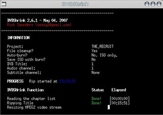 Linux: xDVDShrink - terminal de informações