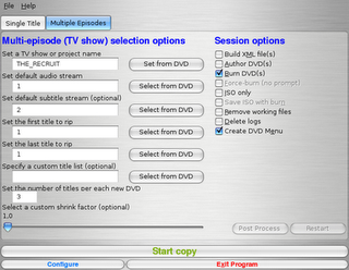 Linux: xDVDShrink - seleção de episódios