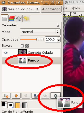Linux: Gimp - apagar camada 