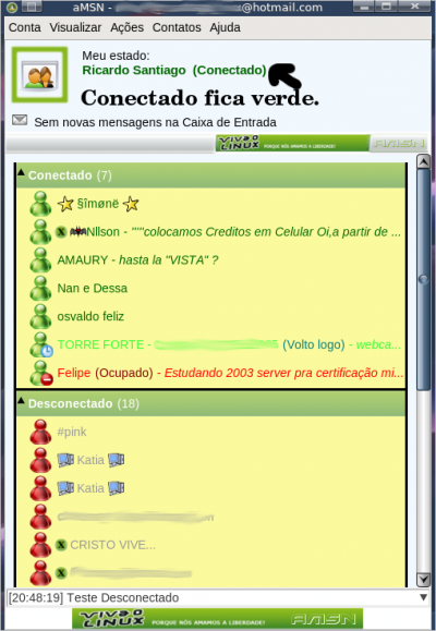 Linux: Um tour pelo skin do Viva o Linux para aMSN