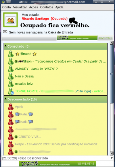 Linux: Um tour pelo skin do Viva o Linux para aMSN