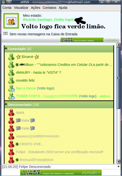 Linux: Um tour pelo skin do Viva o Linux para aMSN