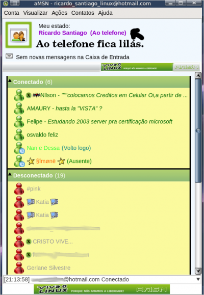 Linux: Um tour pelo skin do Viva o Linux para aMSN
