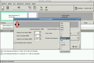 Fenix Extreme Linux: Criar partição SWAP 