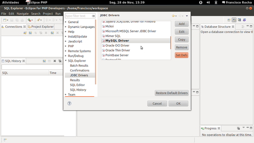 Linux: Executando comandos DML em base de dados MySQL através do Eclipse PHP (Bônus: Temas e Fontes no Eclipse)