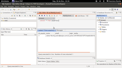 Linux: Executando comandos DML em base de dados MySQL através do Eclipse PHP (Bônus: Temas e Fontes no Eclipse)