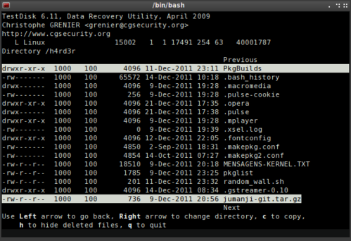 Linux: Recuperao de 
parties deletadas com o TestDisk
