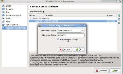 Linux: Ubuntu X Windows (virtualizado) - Compartilhando Pastas