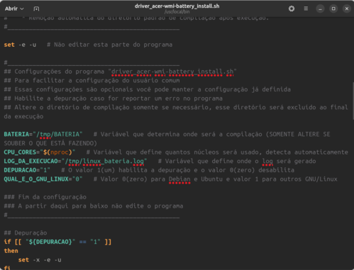 Linux: DOCUMENTAO PARA FUNO DE CARREGAMENTO SAUDVEL DA BATERIA DO NOTEBOOK ACER ASPIRE 5 NO LINUX