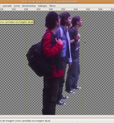 Linux: Gimp - colando imagem de montagem 
