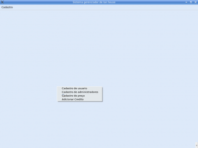 Linux: Projeto Gerenciador de Lan House - tela de cadastro