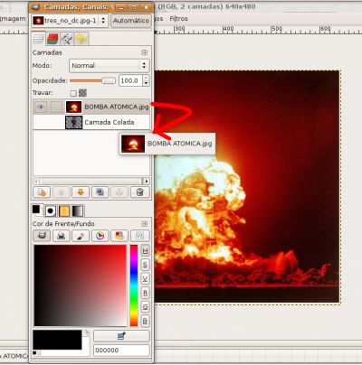 Linux: Gimp - colando camadas 
