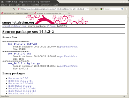 Linux: 
Snapshots de pacotes para o Debian