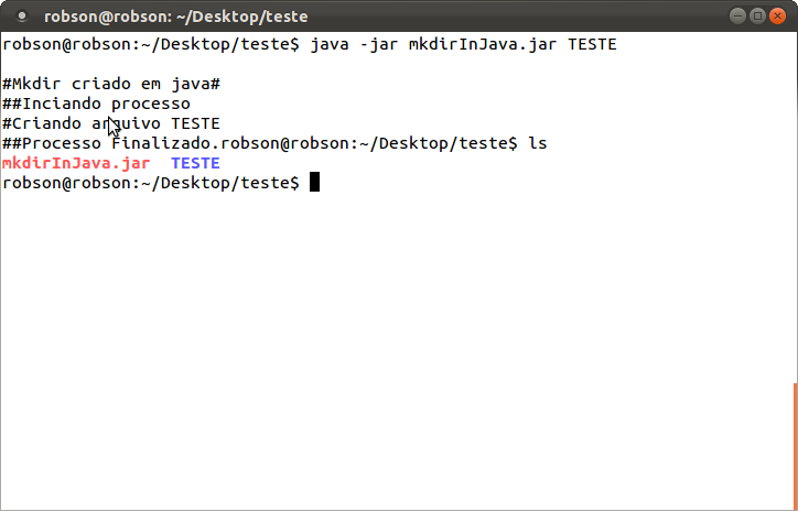 Java , executando comandos no terminal - Boteco Digital