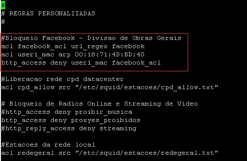 Linux: Squid - Bloqueio de acesso ao Facebook para um único host através do MAC address