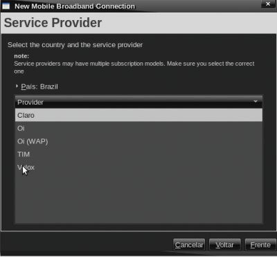 Linux: NetwokManager - adicionar conexão Claro 