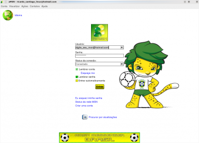 Linux: Skin do Brasil para aMSN (Copa do Mundo)