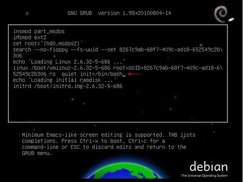Linux: Resetar senha de root no Debian Squeeze