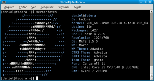 Linux: screenFetch no Fedora 18