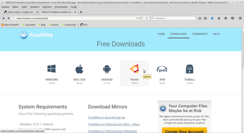 Linux: Instalando Frostwire no Linux Mint 18 