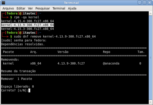 Linux: Removendo Kernel Antigo do Fedora 27