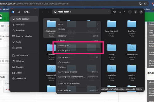 Linux: Copiar Para e Mover Para no menu de contexto do Nautilus e Dolphin