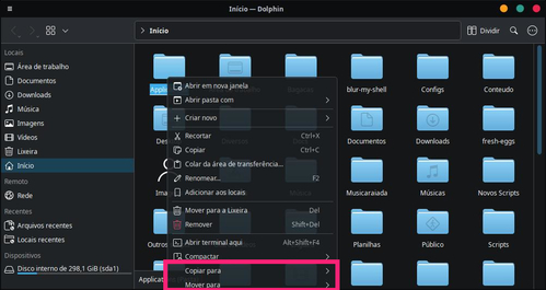 Linux: Copiar Para e Mover Para no menu de contexto do Nautilus e Dolphin