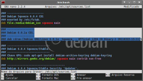 Linux: Montando o CD de instalação do Debian no fstab