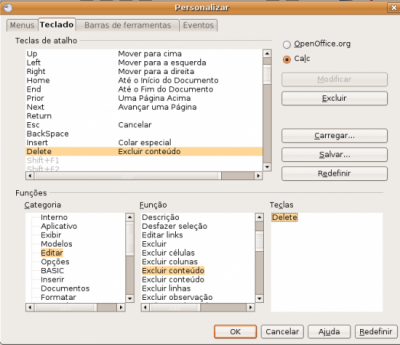 Linux: Delete mais rápido na planilha Calc do OpenOffice