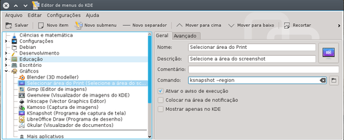 Linux: KDE: Ativar seleção de área para screenshot