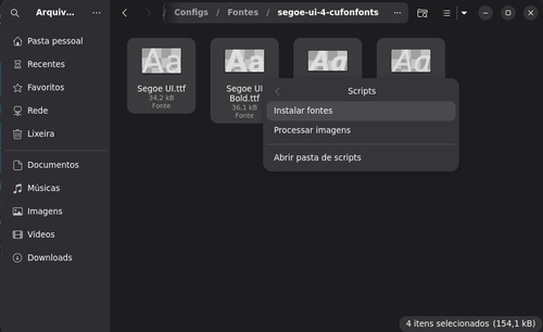 Linux: Instalando fontes via script no Nautilus Scripts no Gnome do Debian 13