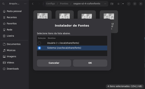Linux: Instalando fontes via script no Nautilus Scripts no Gnome do Debian 13