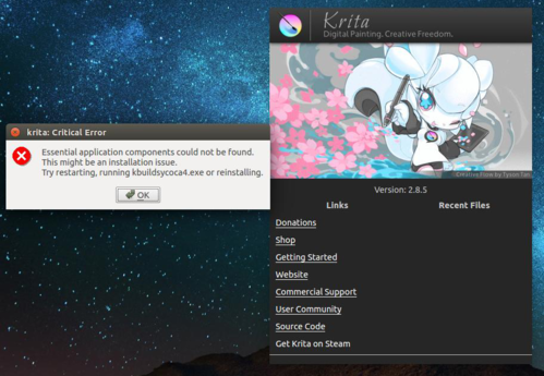 Linux: Krita: Corrigindo erro na inicialização e deixando o programa em português