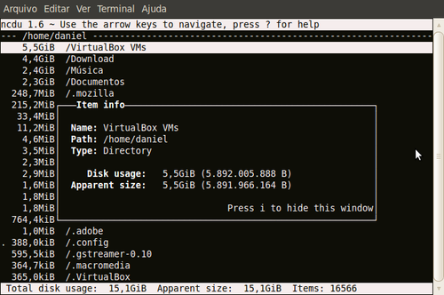 Linux: Usando o NcDU (Ncurses Disk Usage)