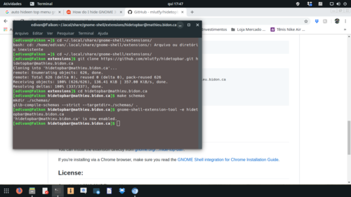 Linux: Escondendo o menu do Gnome no Manjaro