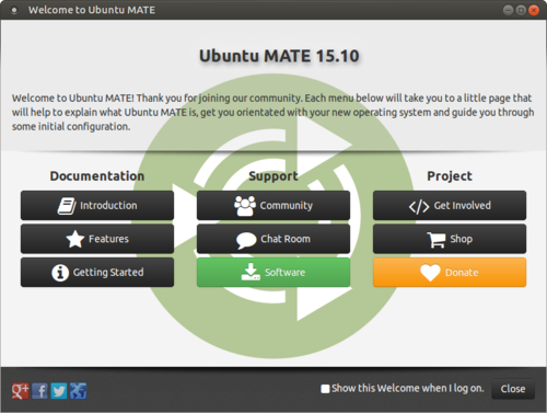Linux: Ubuntu MATE Welcome