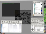 Window Maker Ubuntu Dapper + WindowMaker + RoxFiler + Eterm +Rhythmbox + Gaim
